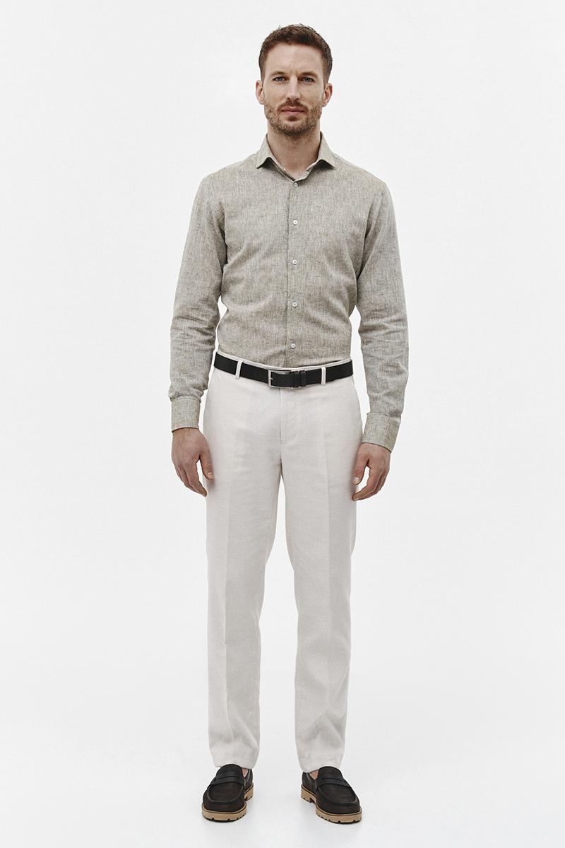 KHAKI KOSZULA MĘSKA LETO SLIM