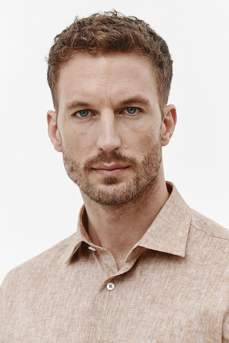 BEŻOWA KOSZULA MĘSKA BERS CLASSIC