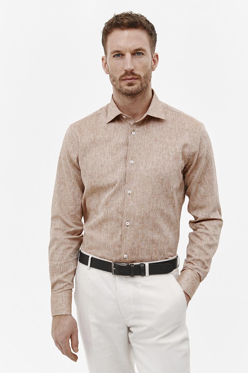 BEŻOWA KOSZULA MĘSKA BERS CLASSIC