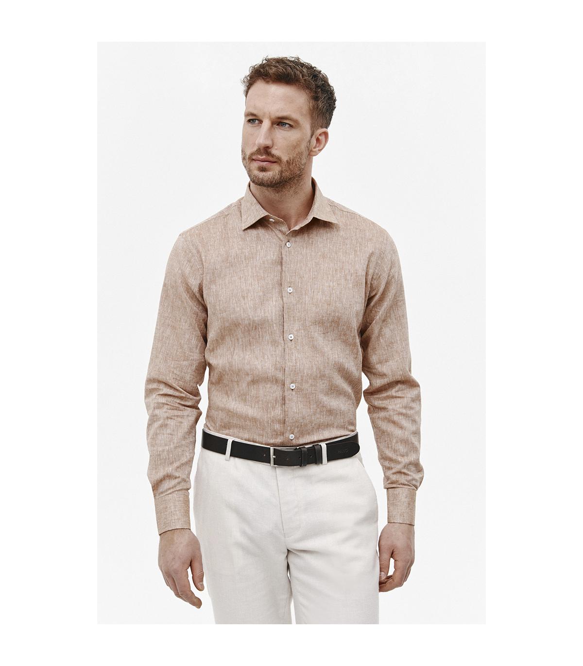 BEŻOWA KOSZULA MĘSKA BERS CLASSIC