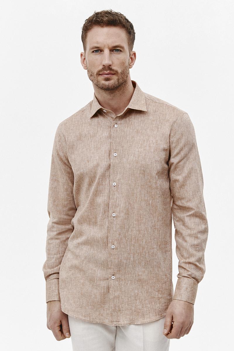 BEŻOWA KOSZULA MĘSKA BERS SLIM