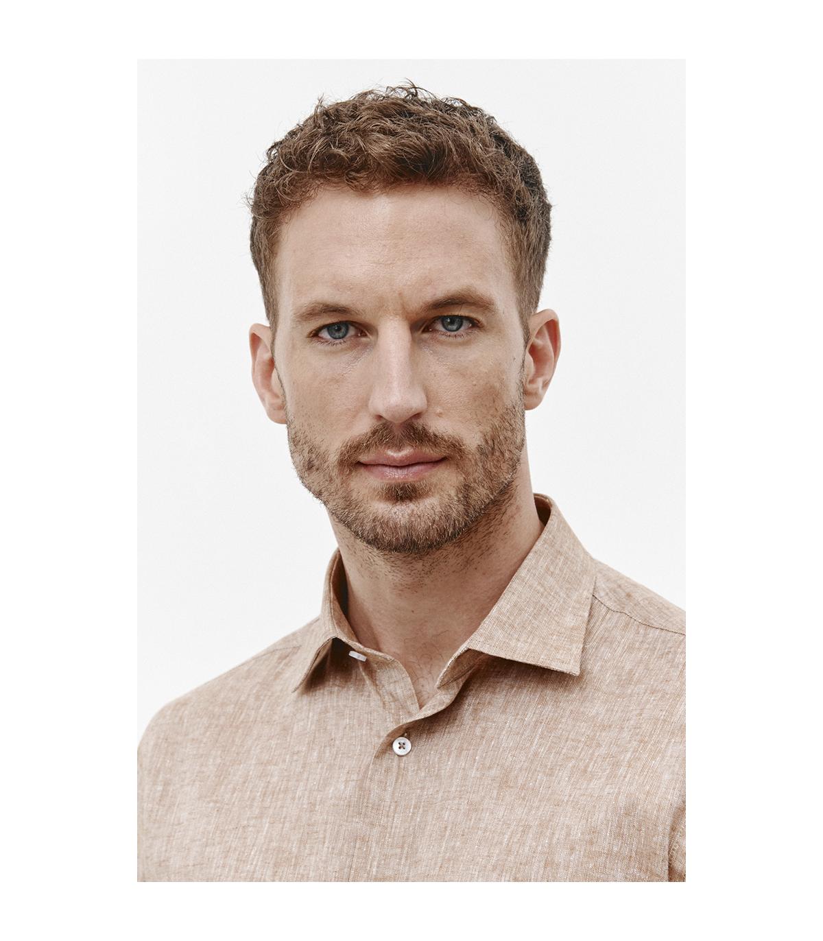 BEŻOWA KOSZULA MĘSKA BERS SLIM