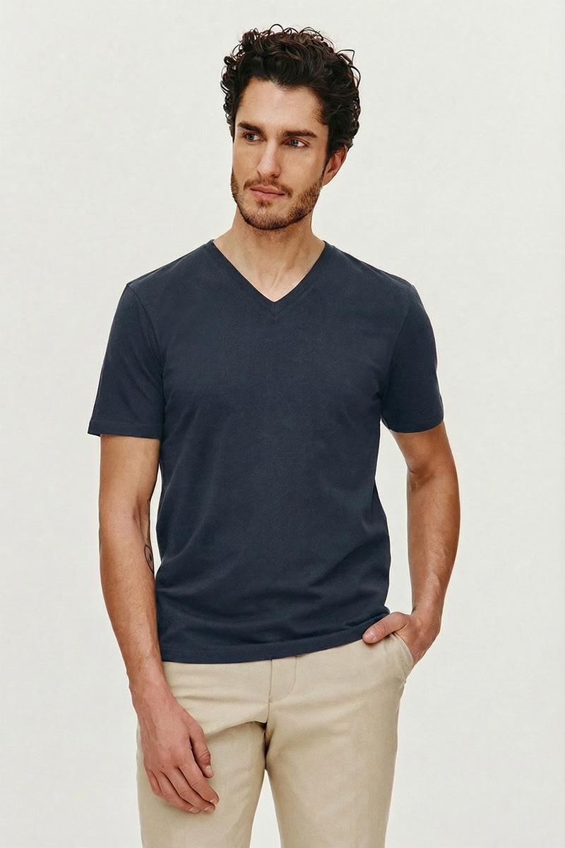 GRANATOWY T-SHIRT MĘSKI BIK