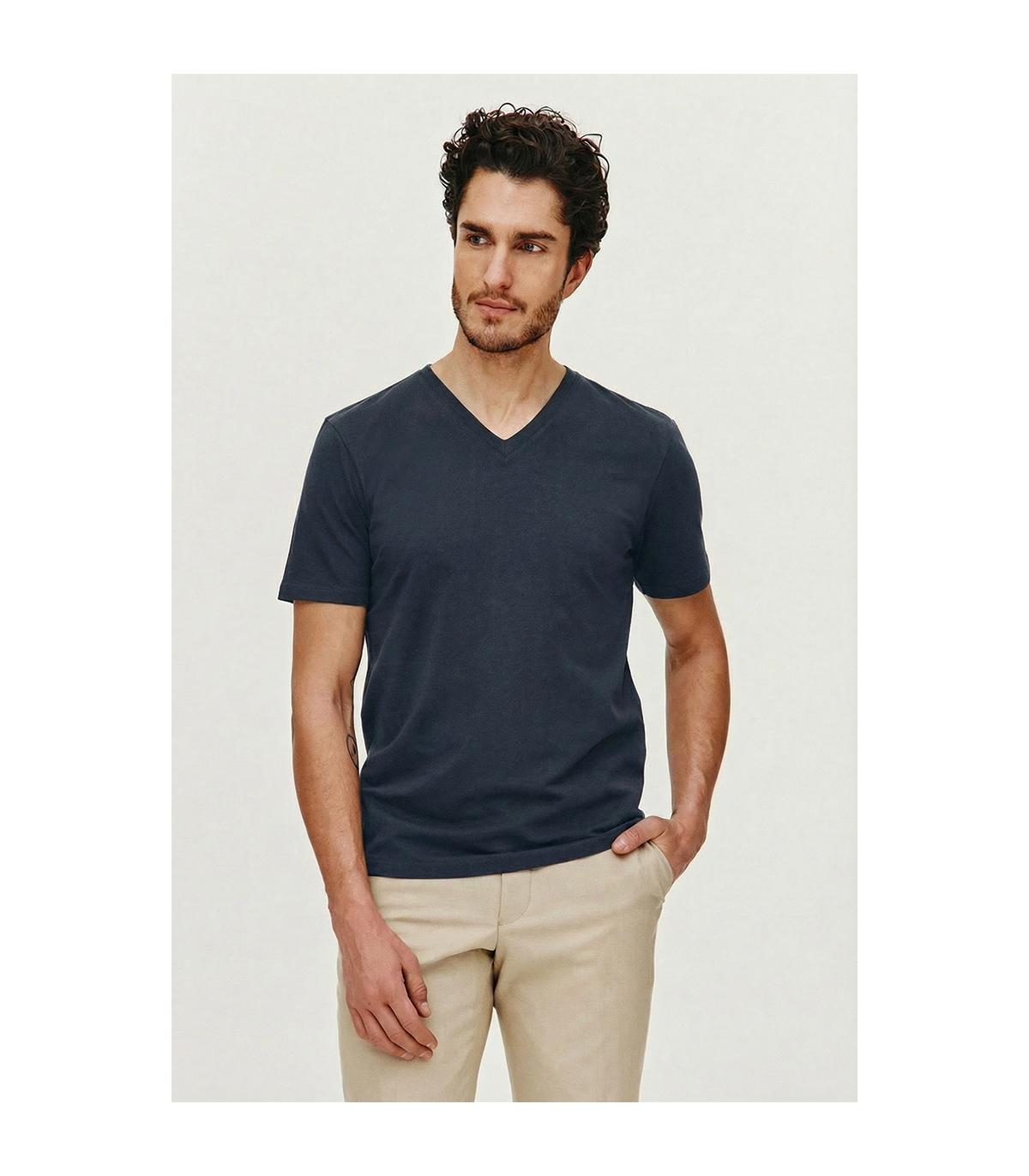 GRANATOWY T-SHIRT MĘSKI BIK