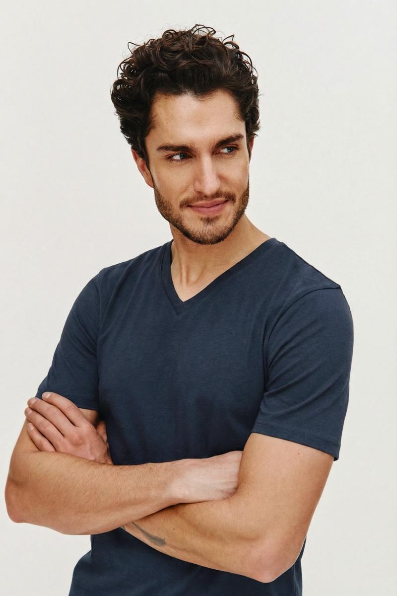 GRANATOWY T-SHIRT MĘSKI BIK