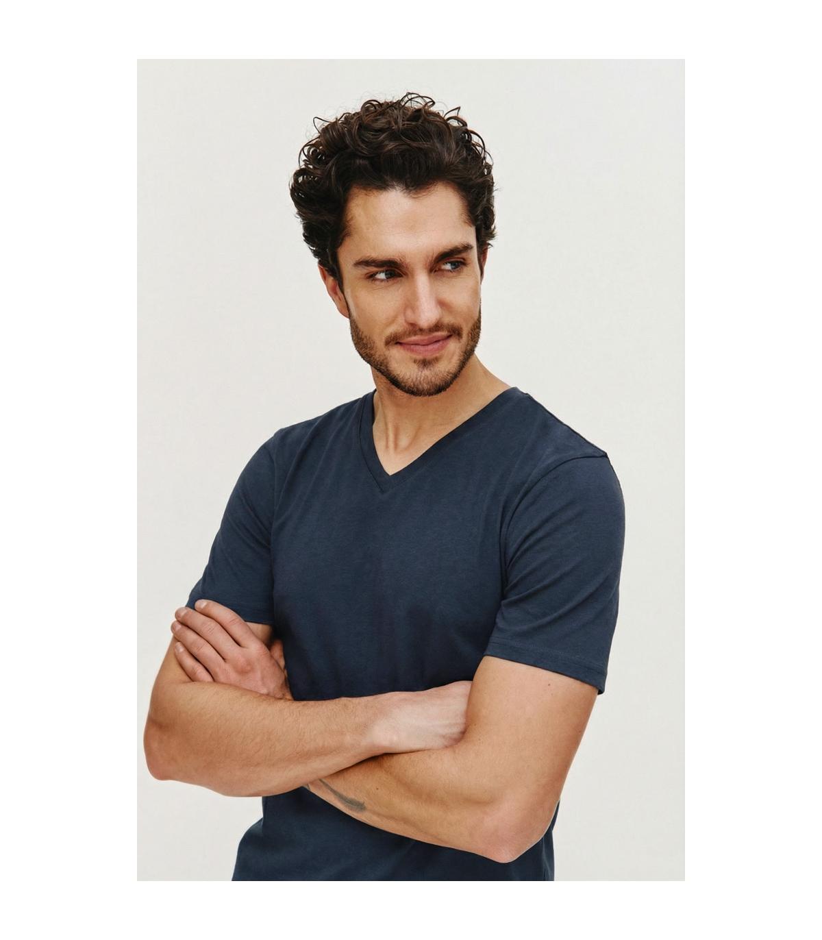 GRANATOWY T-SHIRT MĘSKI BIK