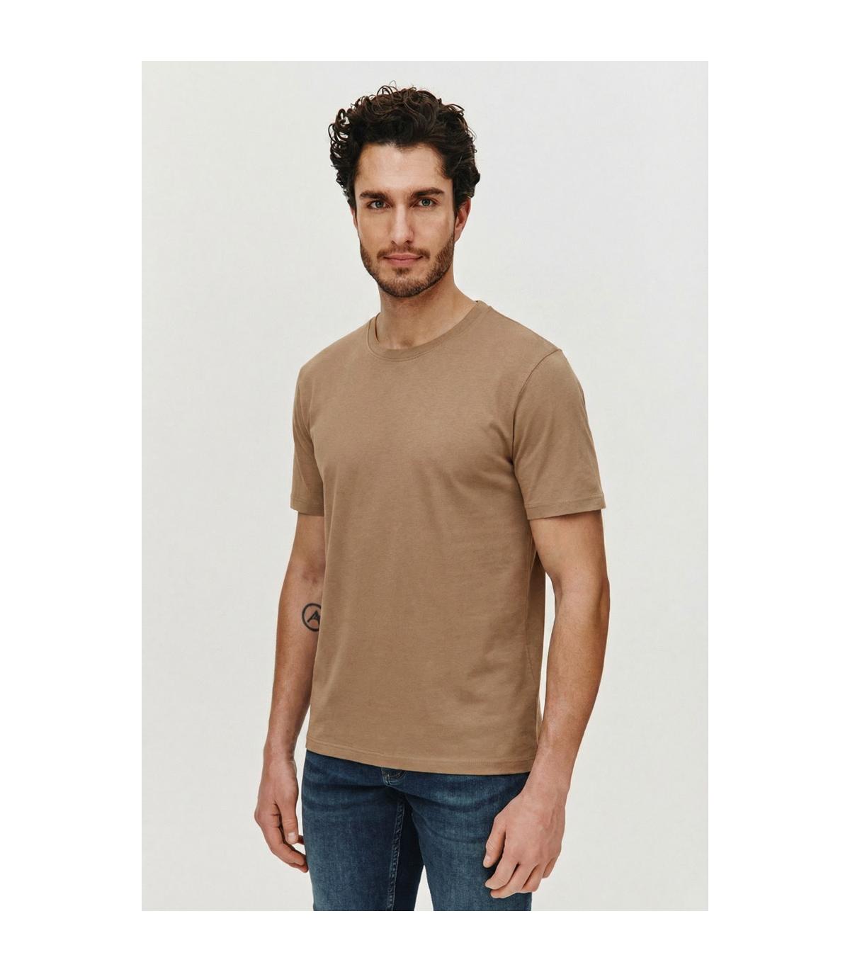 BEŻOWY T-SHIRT MĘSKI ADO