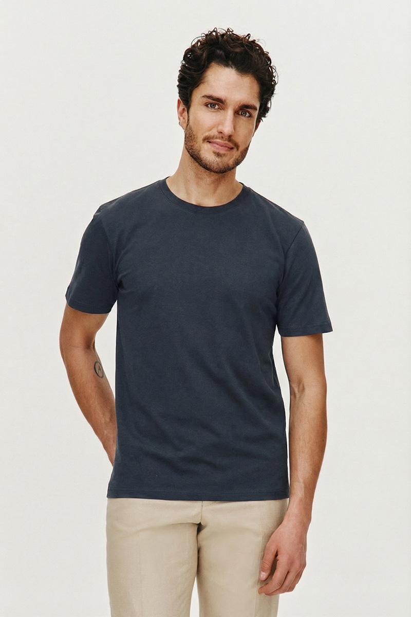 GRANATOWY T-SHIRT MĘSKI ADO