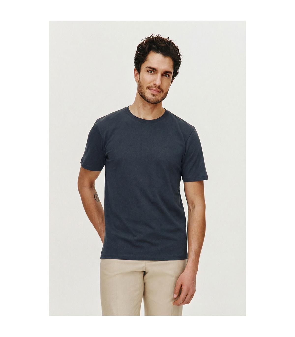 GRANATOWY T-SHIRT MĘSKI ADO