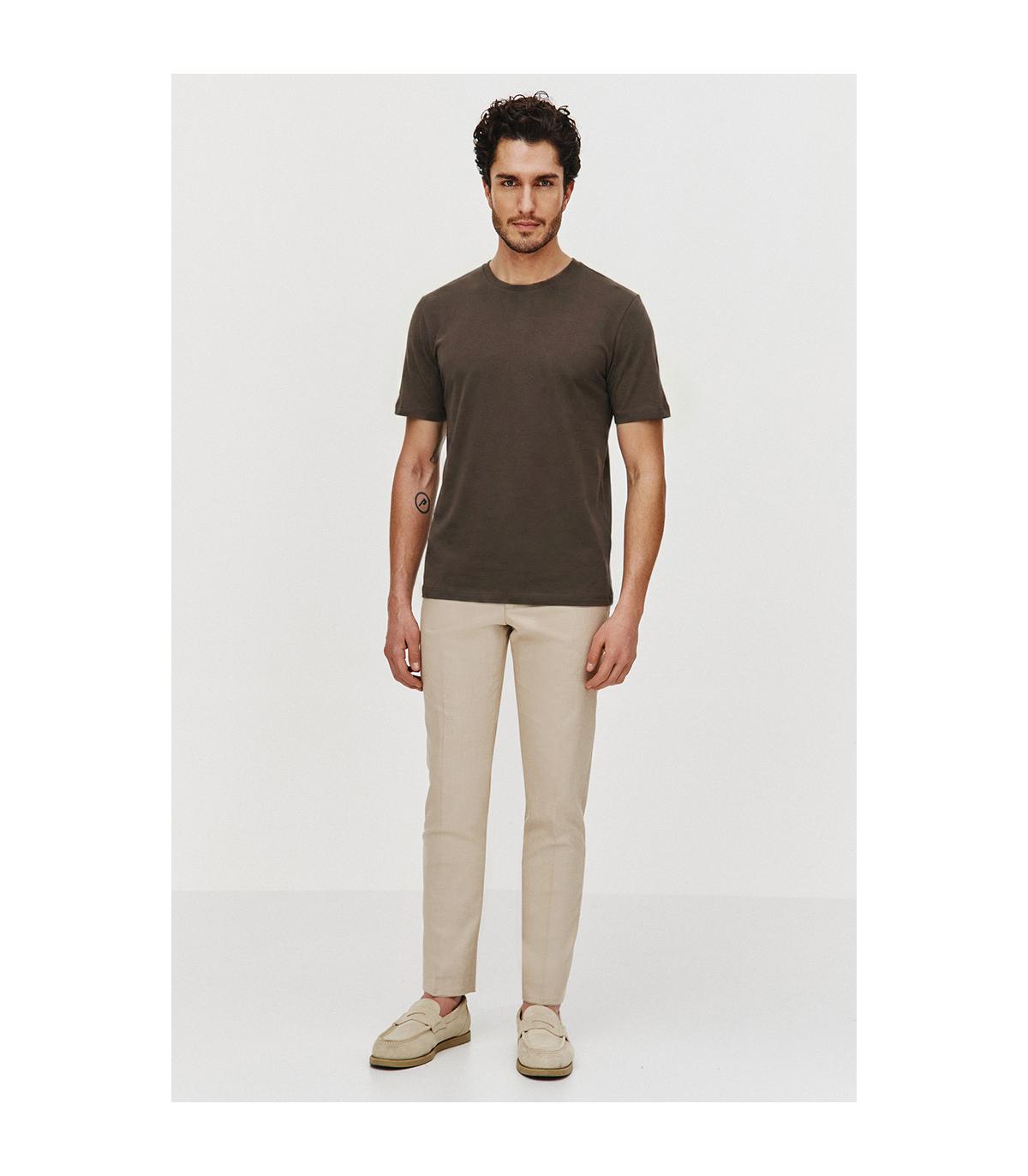 BRĄZOWY T-SHIRT MĘSKI ADO