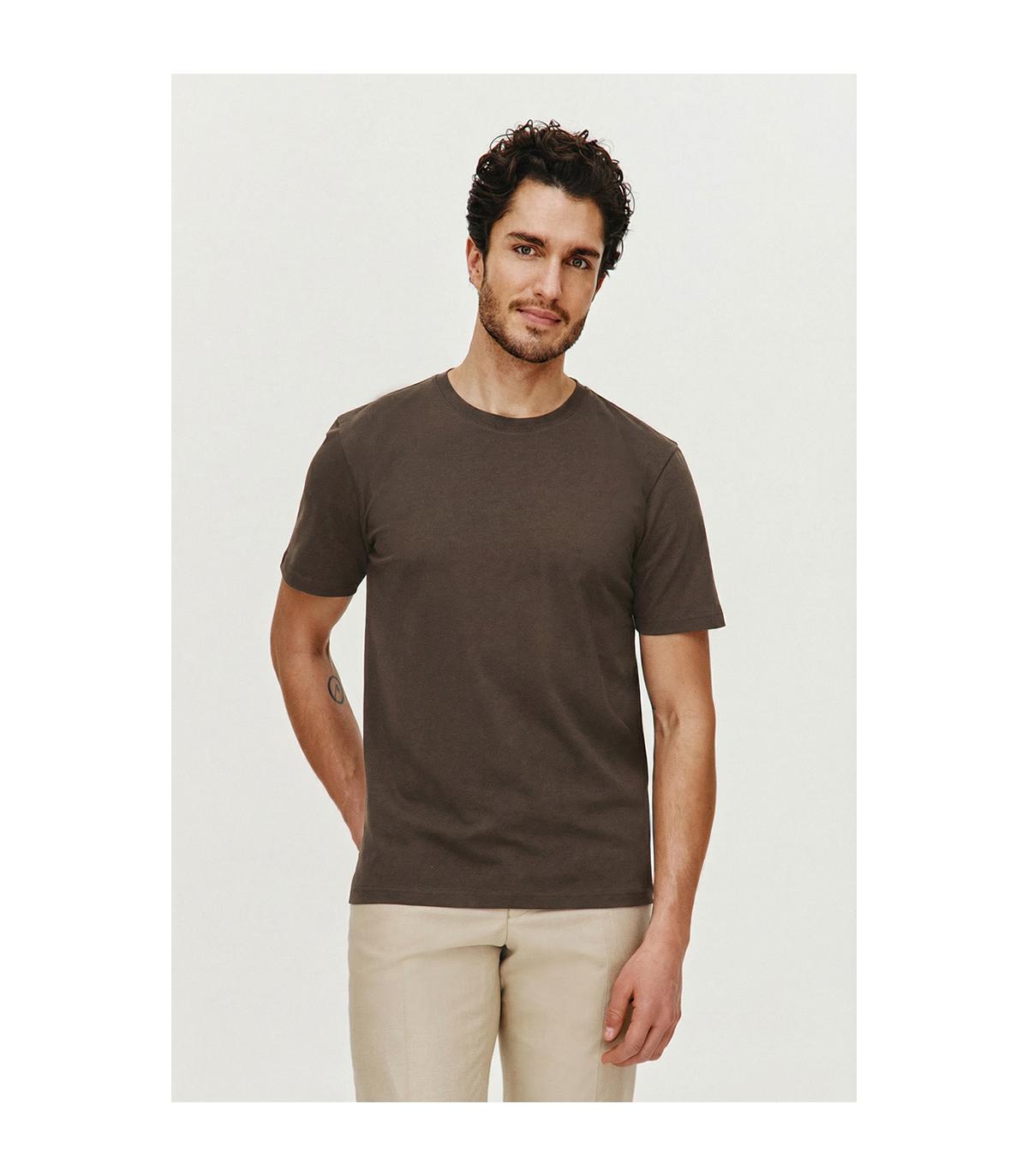 BRĄZOWY T-SHIRT MĘSKI ADO