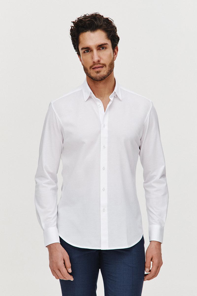 BIAŁA KOSZULA DZIANINOWA MĘSKA COMFORT