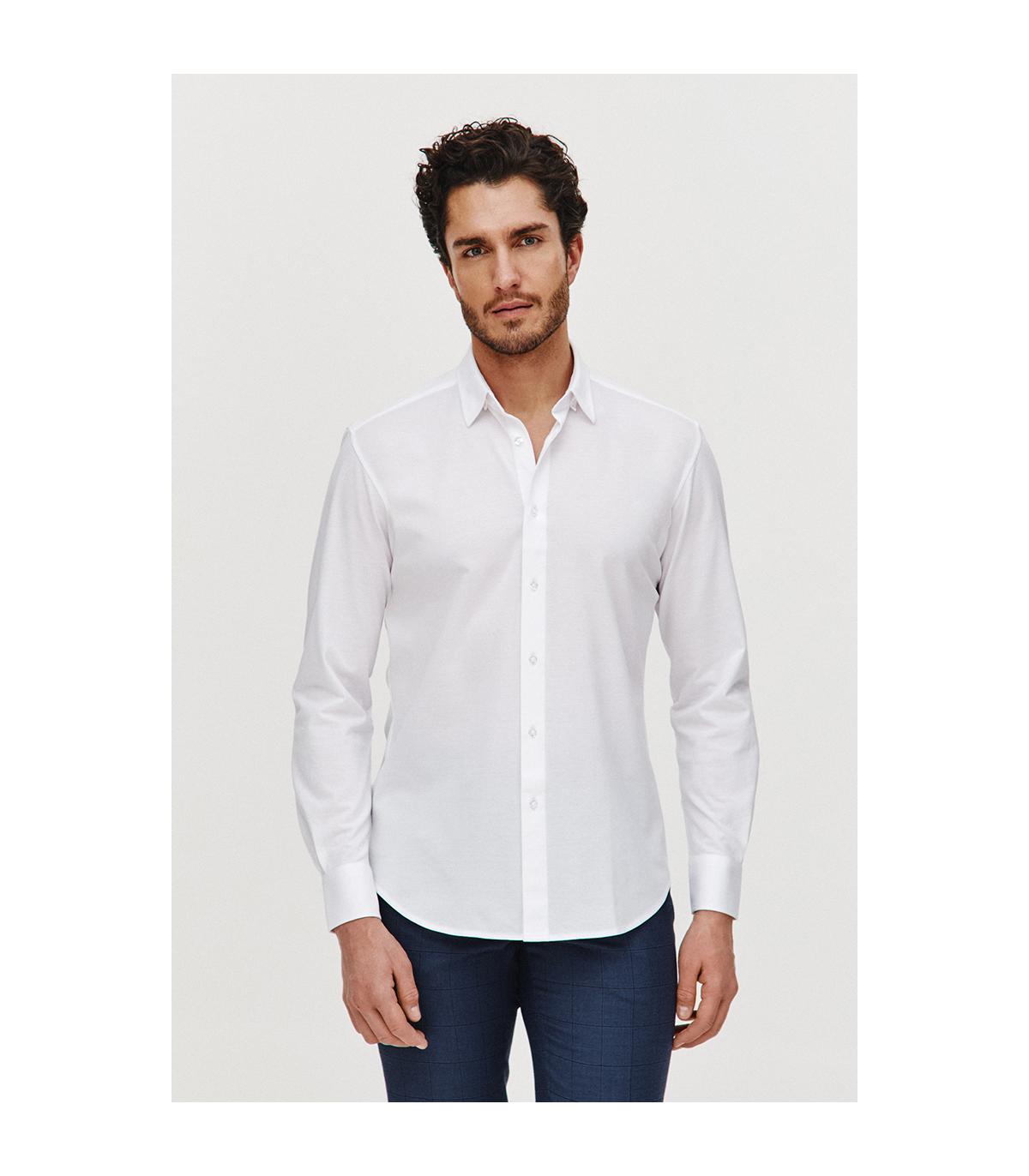 BIAŁA KOSZULA DZIANINOWA MĘSKA COMFORT