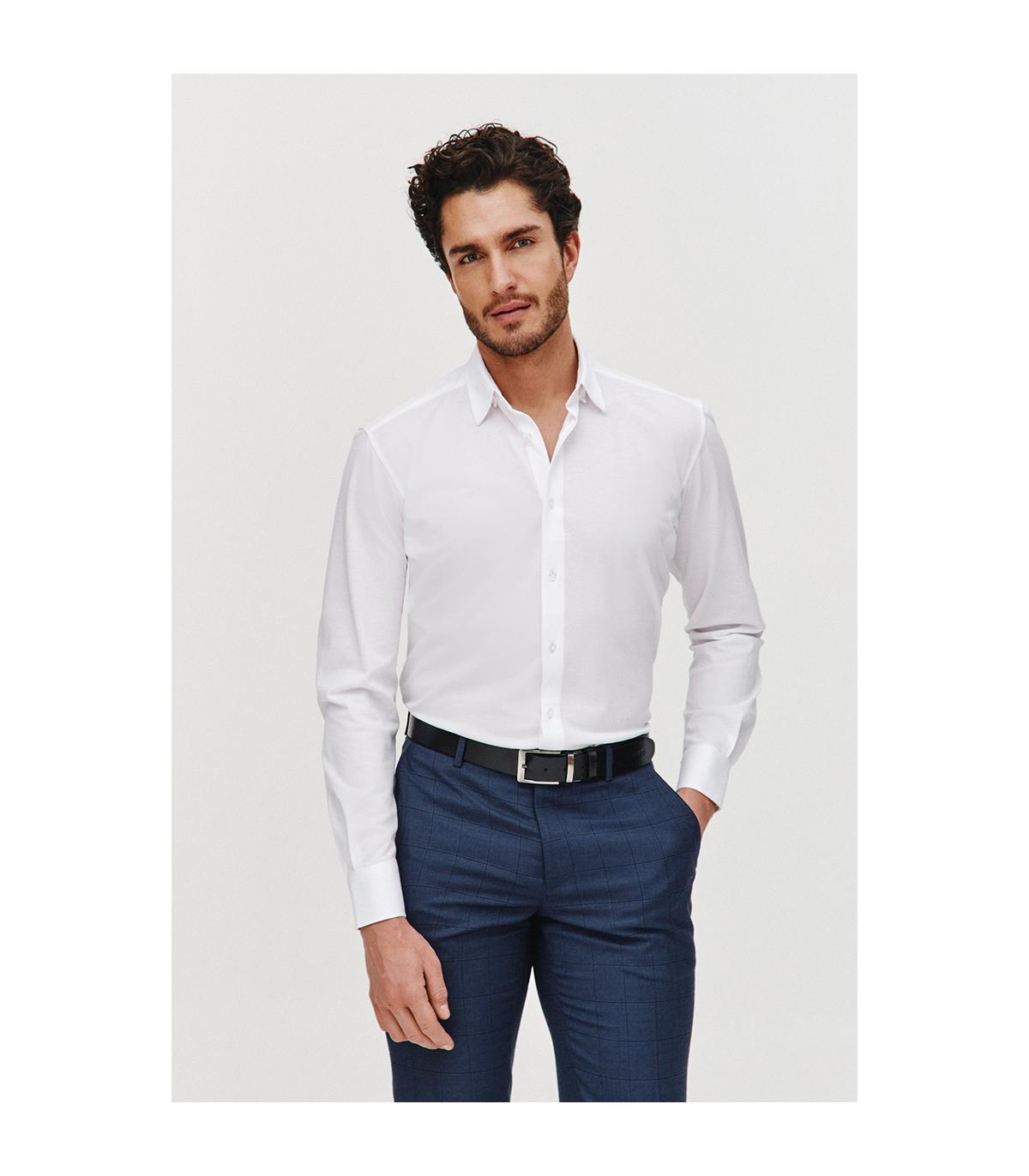 BIAŁA KOSZULA DZIANINOWA MĘSKA COMFORT