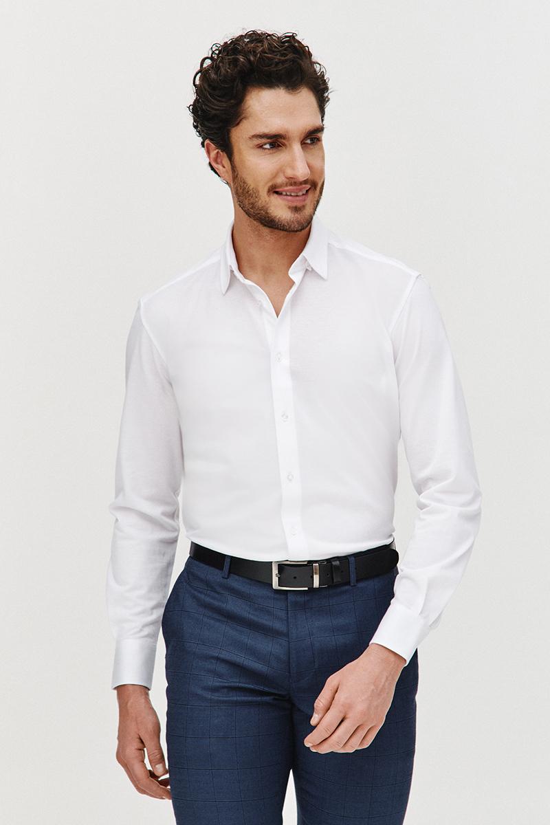 BIAŁA KOSZULA DZIANINOWA MĘSKA COMFORT