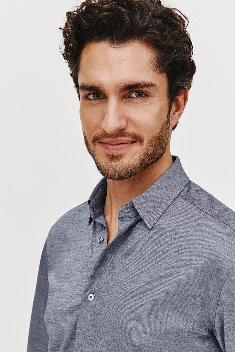 CIEMNONIEBIESKA KOSZULA DZIANINOWA MĘSKA COMFO