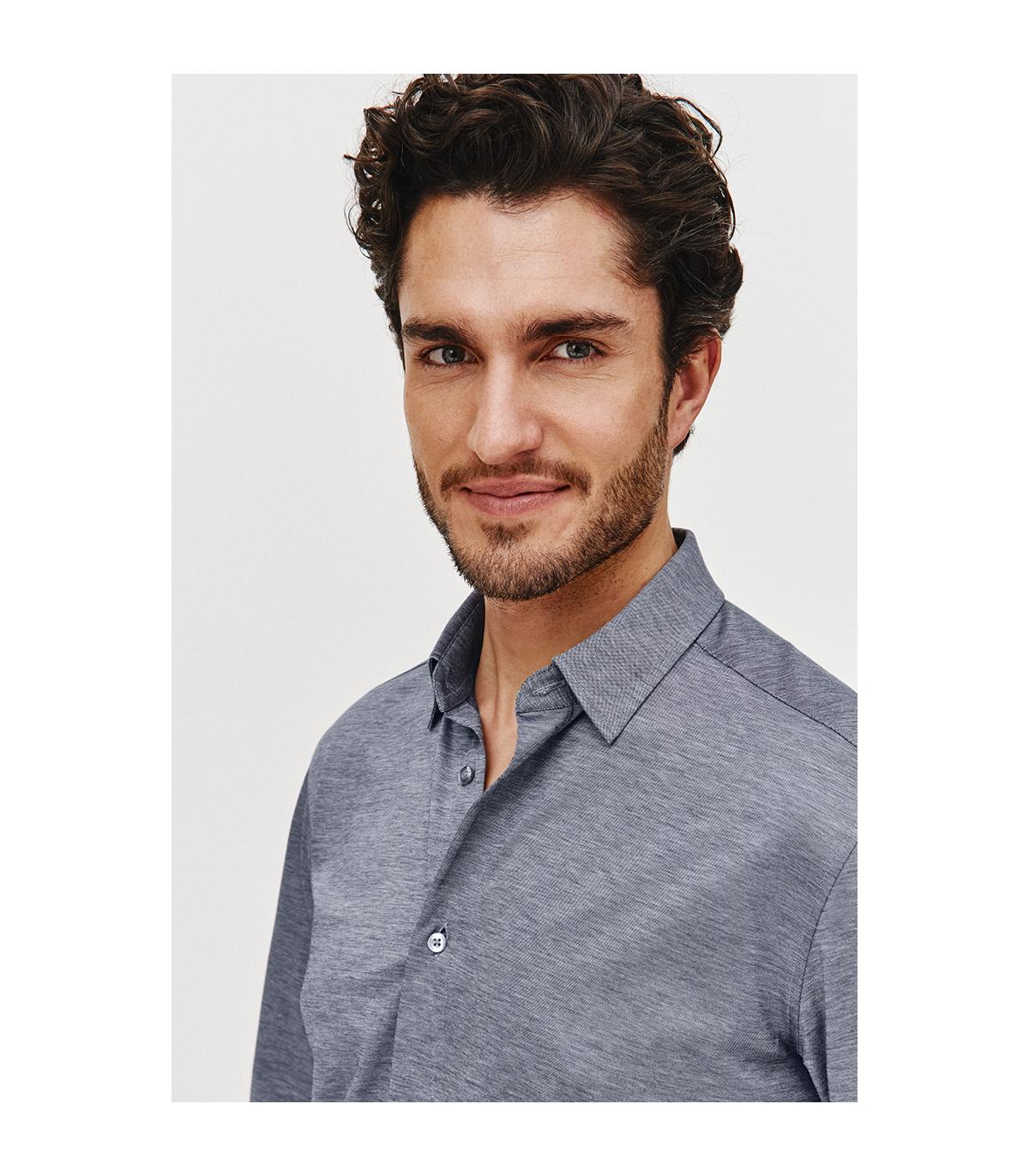 CIEMNONIEBIESKA KOSZULA DZIANINOWA MĘSKA COMFO