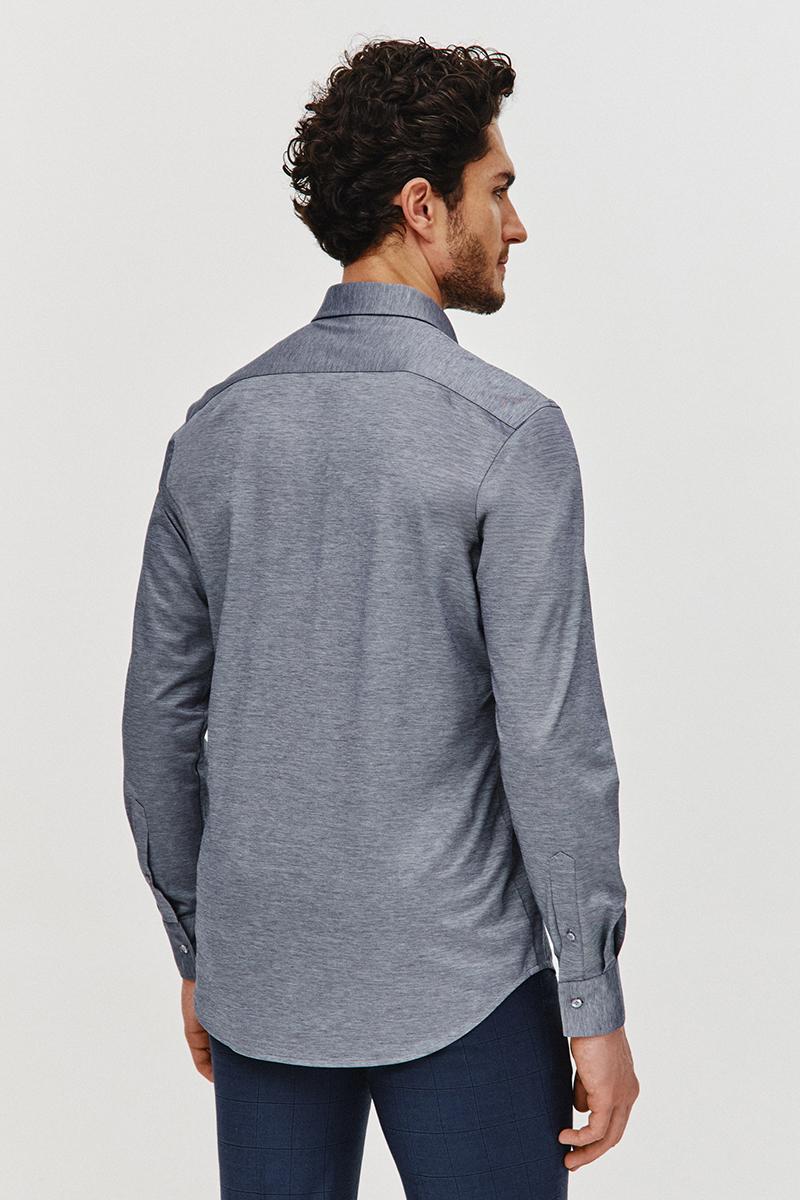 CIEMNONIEBIESKA KOSZULA DZIANINOWA MĘSKA COMFO