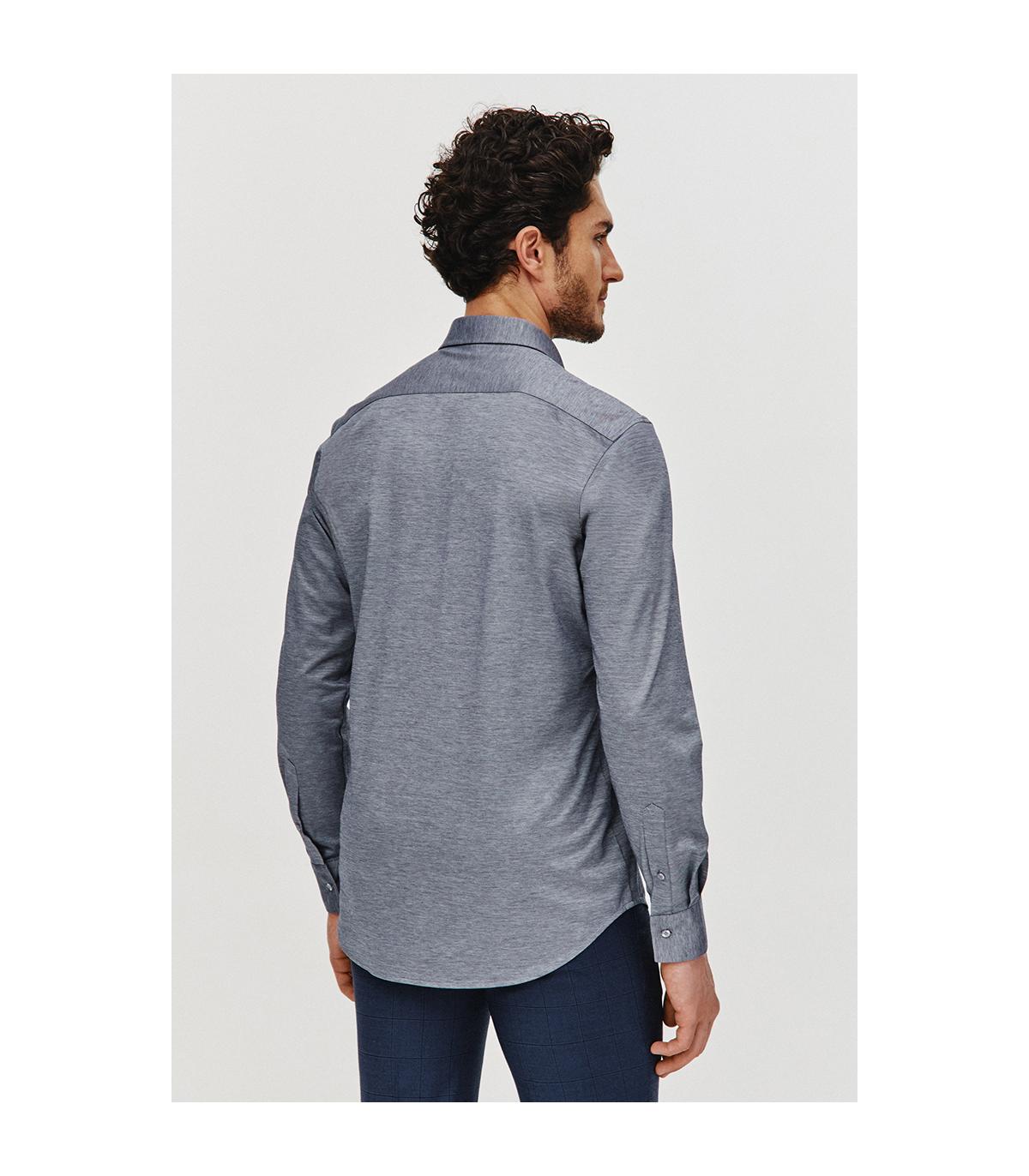 CIEMNONIEBIESKA KOSZULA DZIANINOWA MĘSKA COMFO