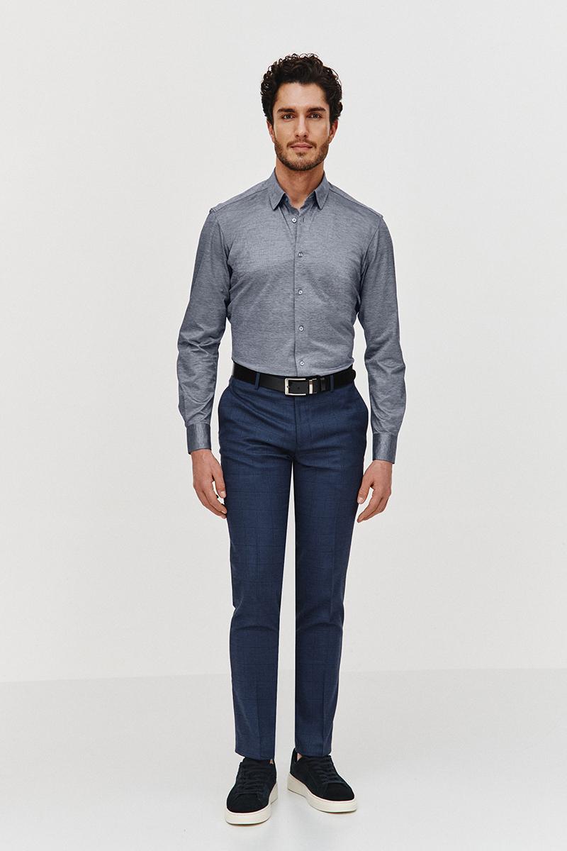 CIEMNONIEBIESKA KOSZULA DZIANINOWA MĘSKA COMFO