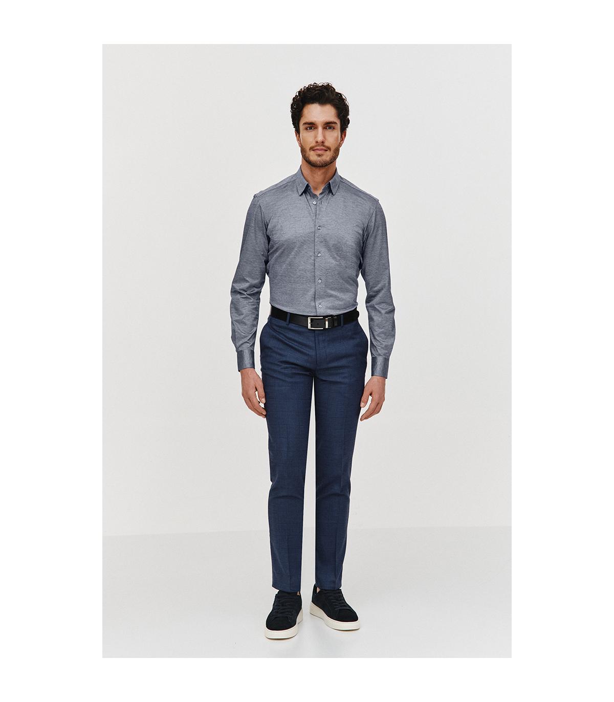 CIEMNONIEBIESKA KOSZULA DZIANINOWA MĘSKA COMFO