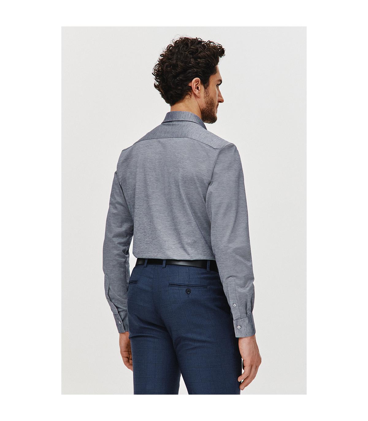 CIEMNONIEBIESKA KOSZULA DZIANINOWA MĘSKA COMFO