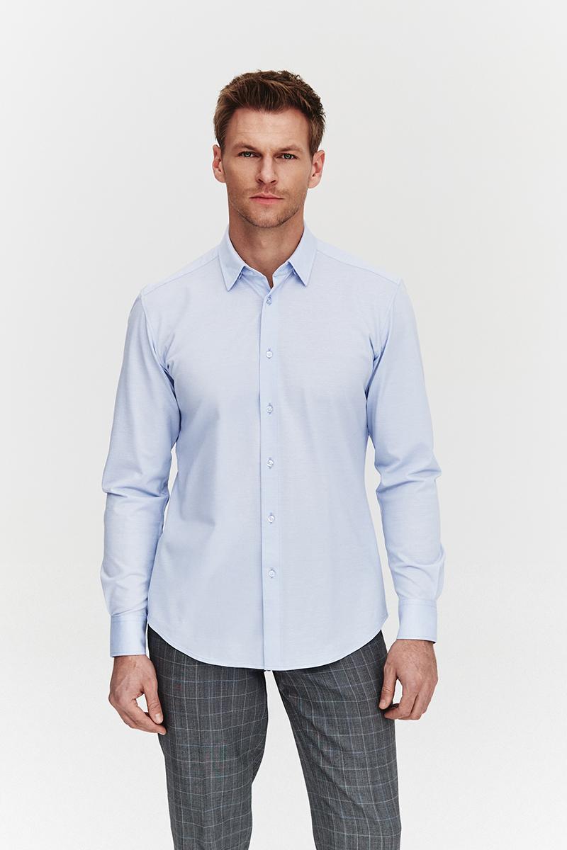 BŁĘKITNA  KOSZULA DZIANINOWA MĘSKA COMFORT