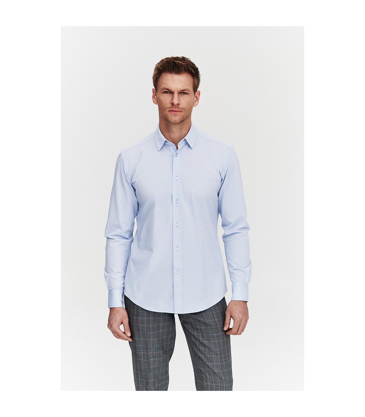 BŁĘKITNA  KOSZULA DZIANINOWA MĘSKA COMFORT