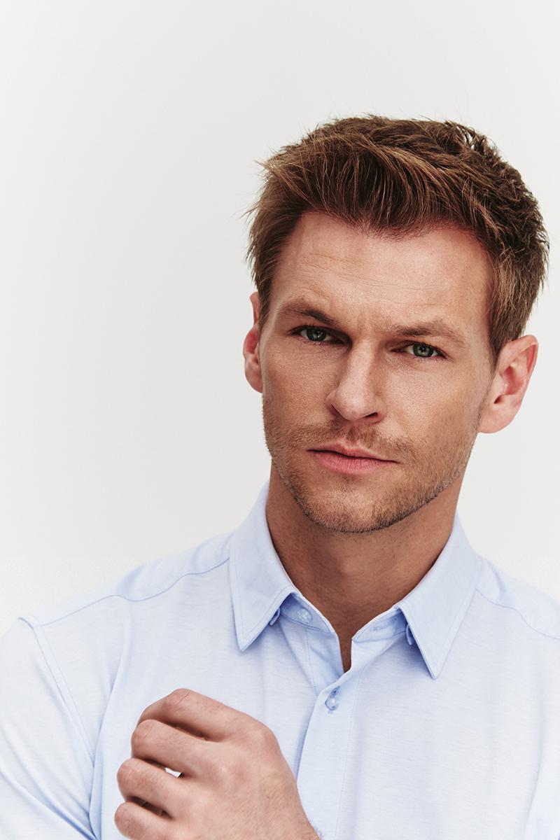 BŁĘKITNA  KOSZULA DZIANINOWA MĘSKA COMFORT