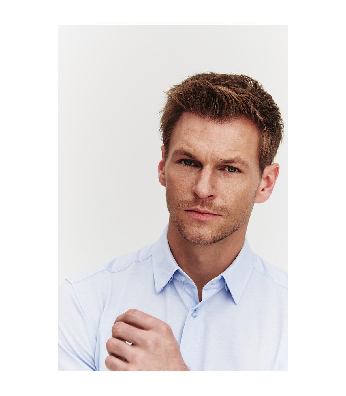 BŁĘKITNA  KOSZULA DZIANINOWA MĘSKA COMFORT