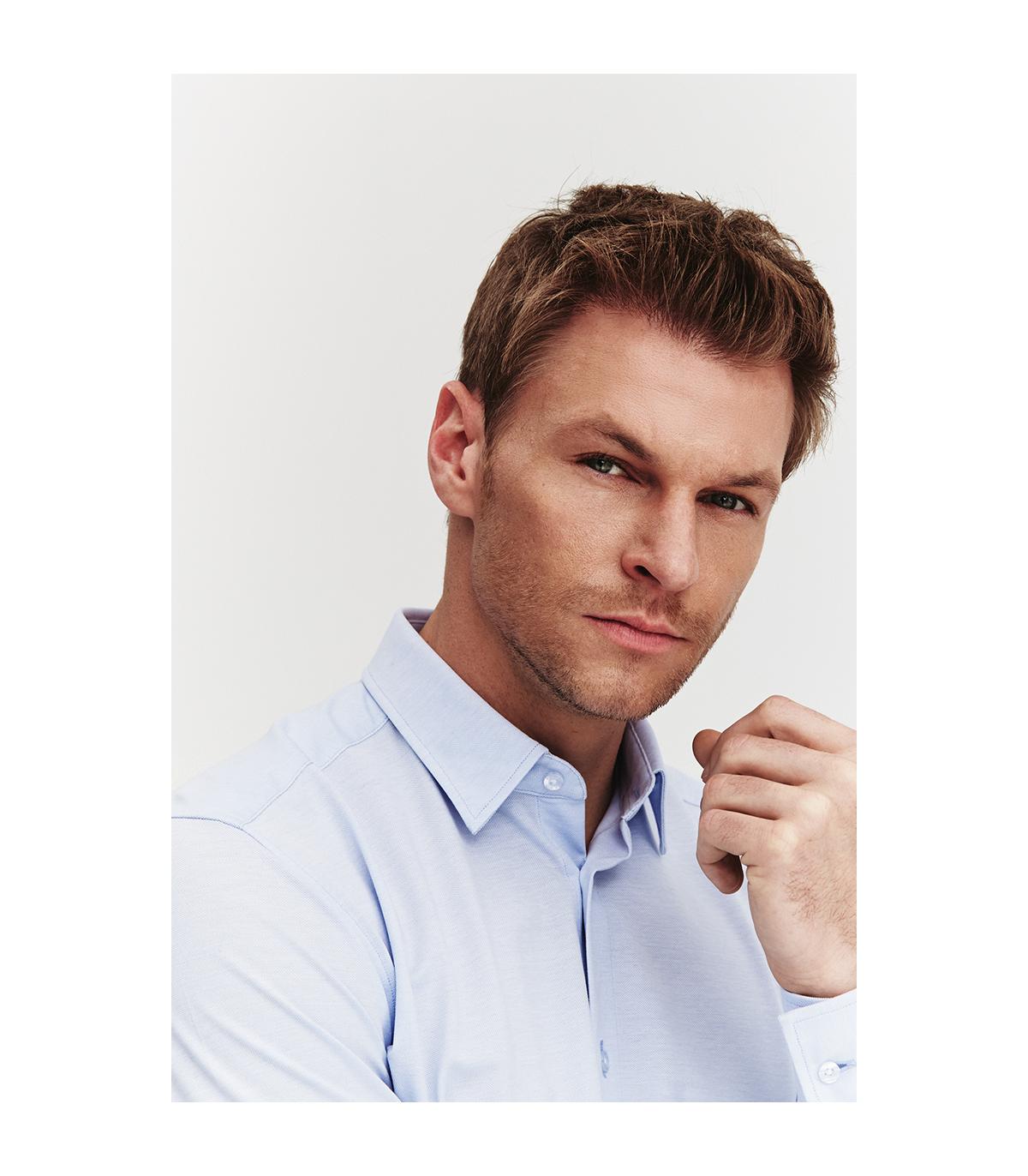 BŁĘKITNA  KOSZULA DZIANINOWA MĘSKA COMFORT