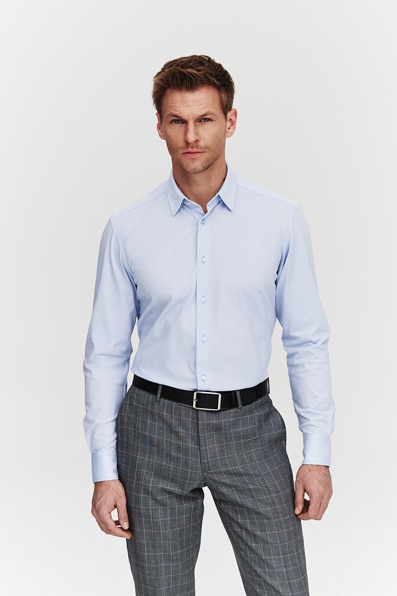 BŁĘKITNA  KOSZULA DZIANINOWA MĘSKA COMFORT