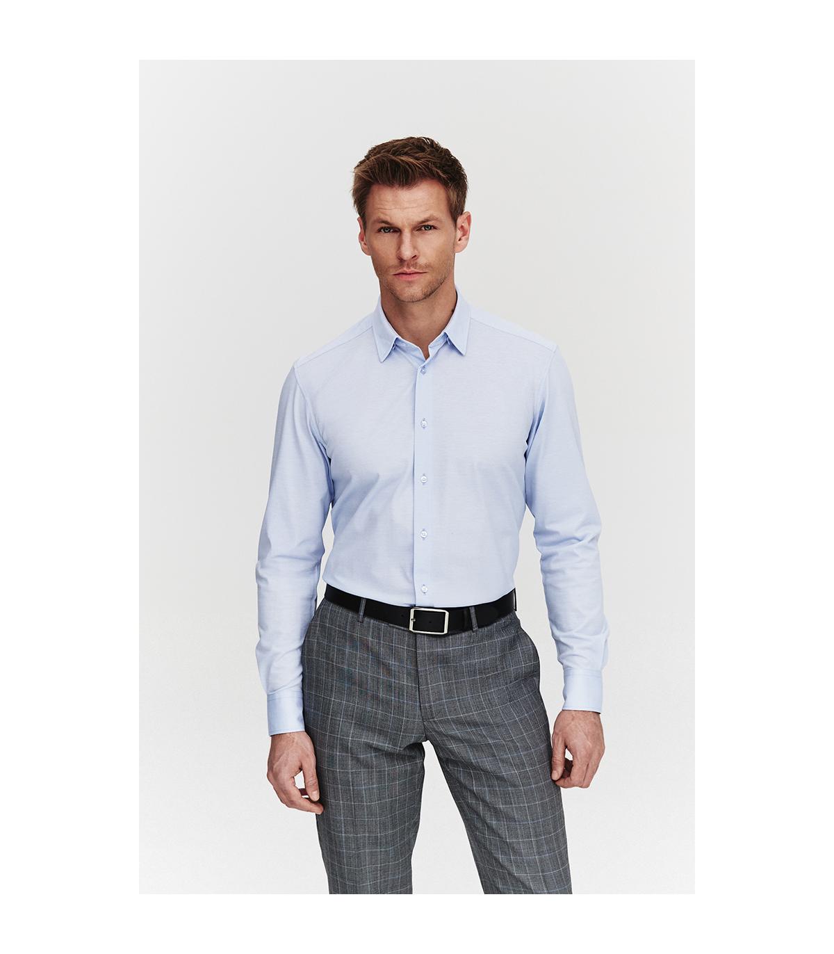 BŁĘKITNA  KOSZULA DZIANINOWA MĘSKA COMFORT