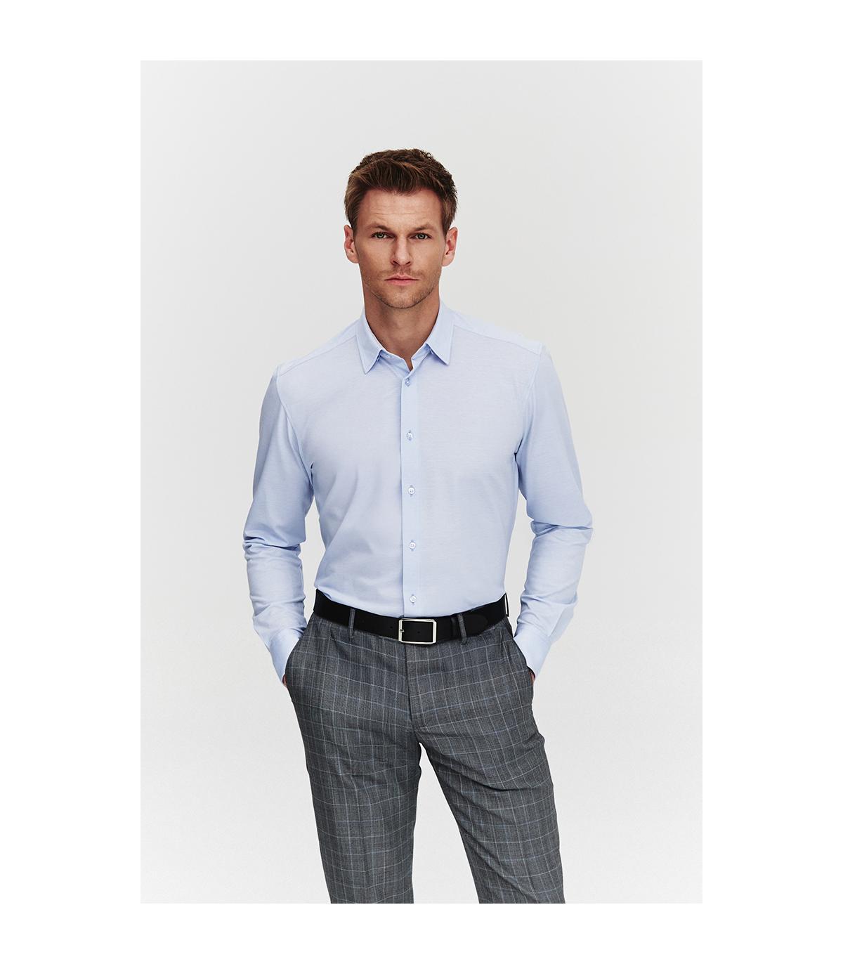 BŁĘKITNA  KOSZULA DZIANINOWA MĘSKA COMFORT