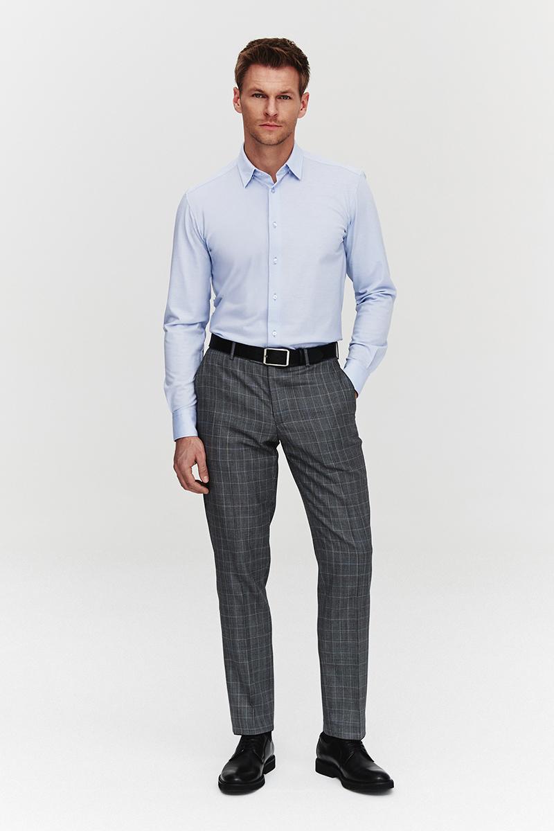 BŁĘKITNA  KOSZULA DZIANINOWA MĘSKA COMFORT