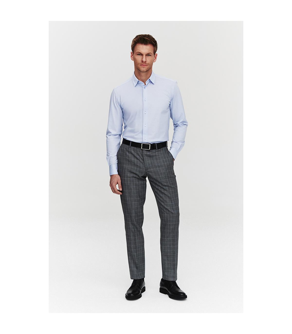 BŁĘKITNA  KOSZULA DZIANINOWA MĘSKA COMFORT