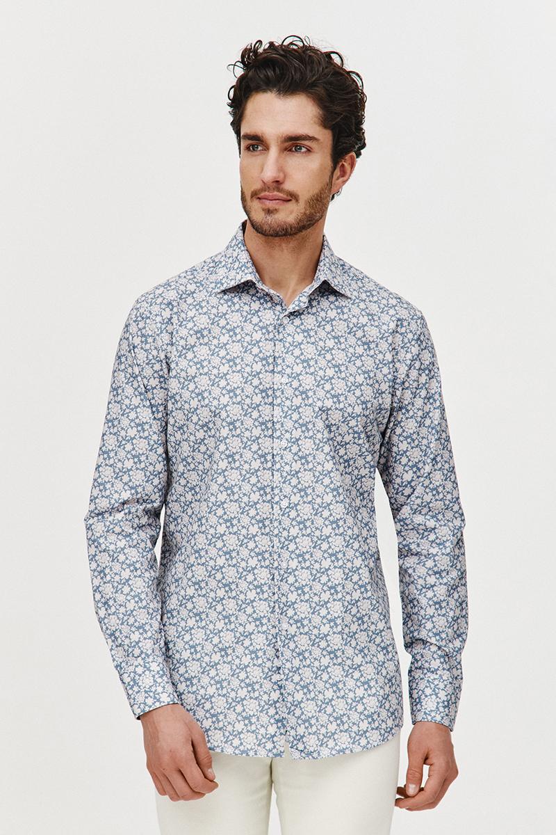 BŁĘKITNA KOSZULA MĘSKA FLOS SLIM