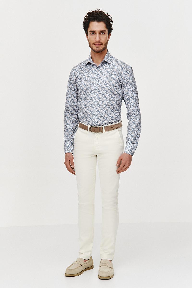 BŁĘKITNA KOSZULA MĘSKA FLOS SLIM