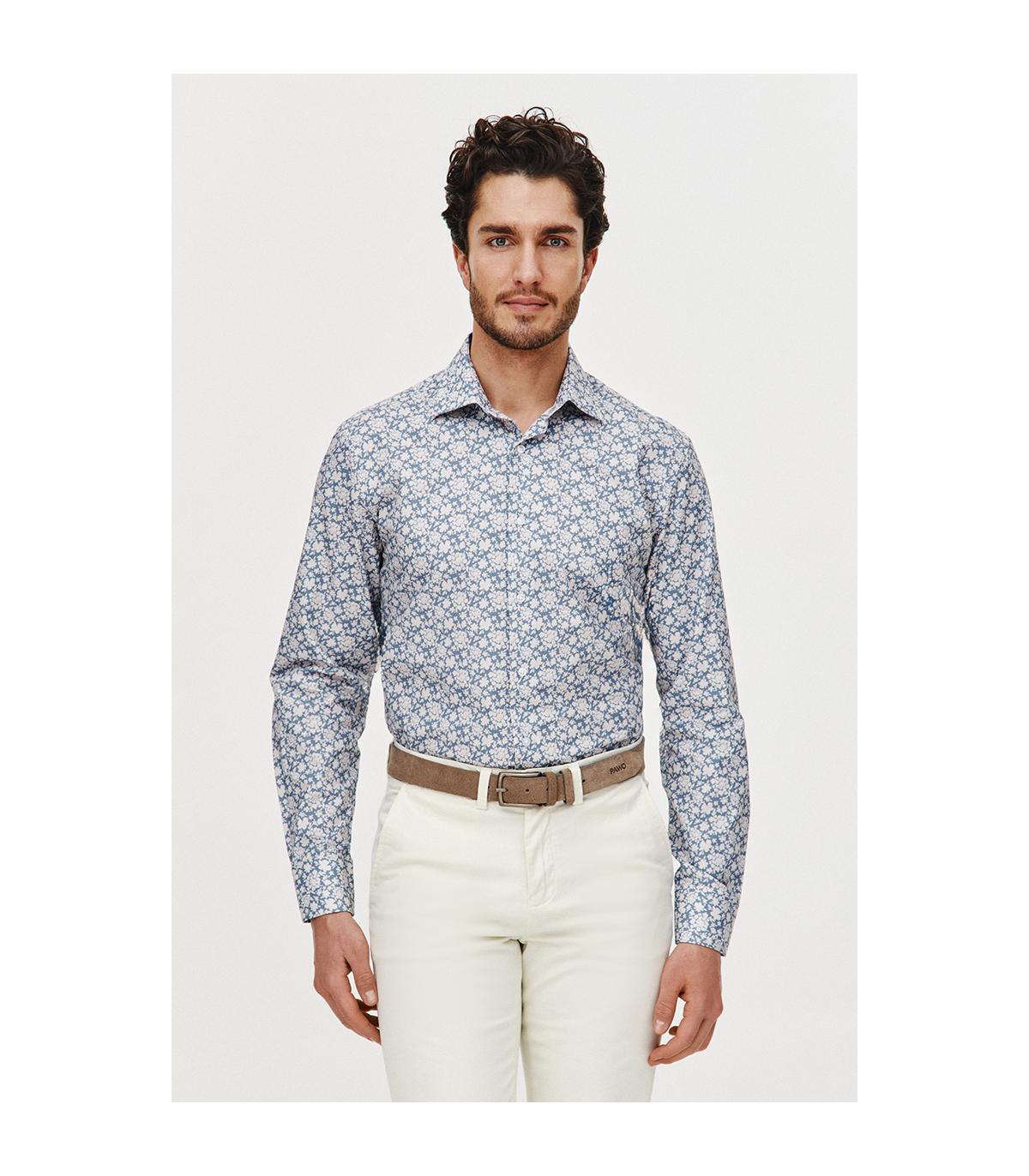 BŁĘKITNA KOSZULA MĘSKA FLOS SLIM