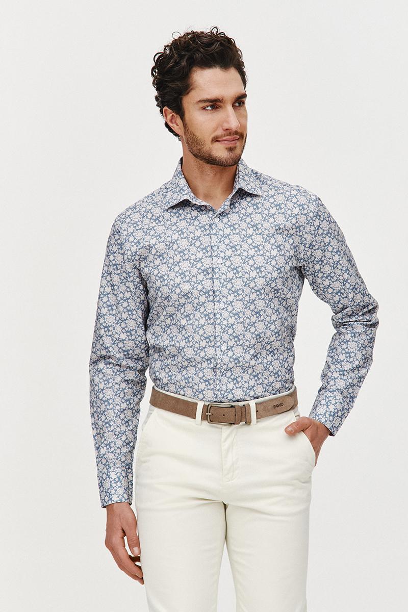 BŁĘKITNA KOSZULA MĘSKA FLOS SLIM