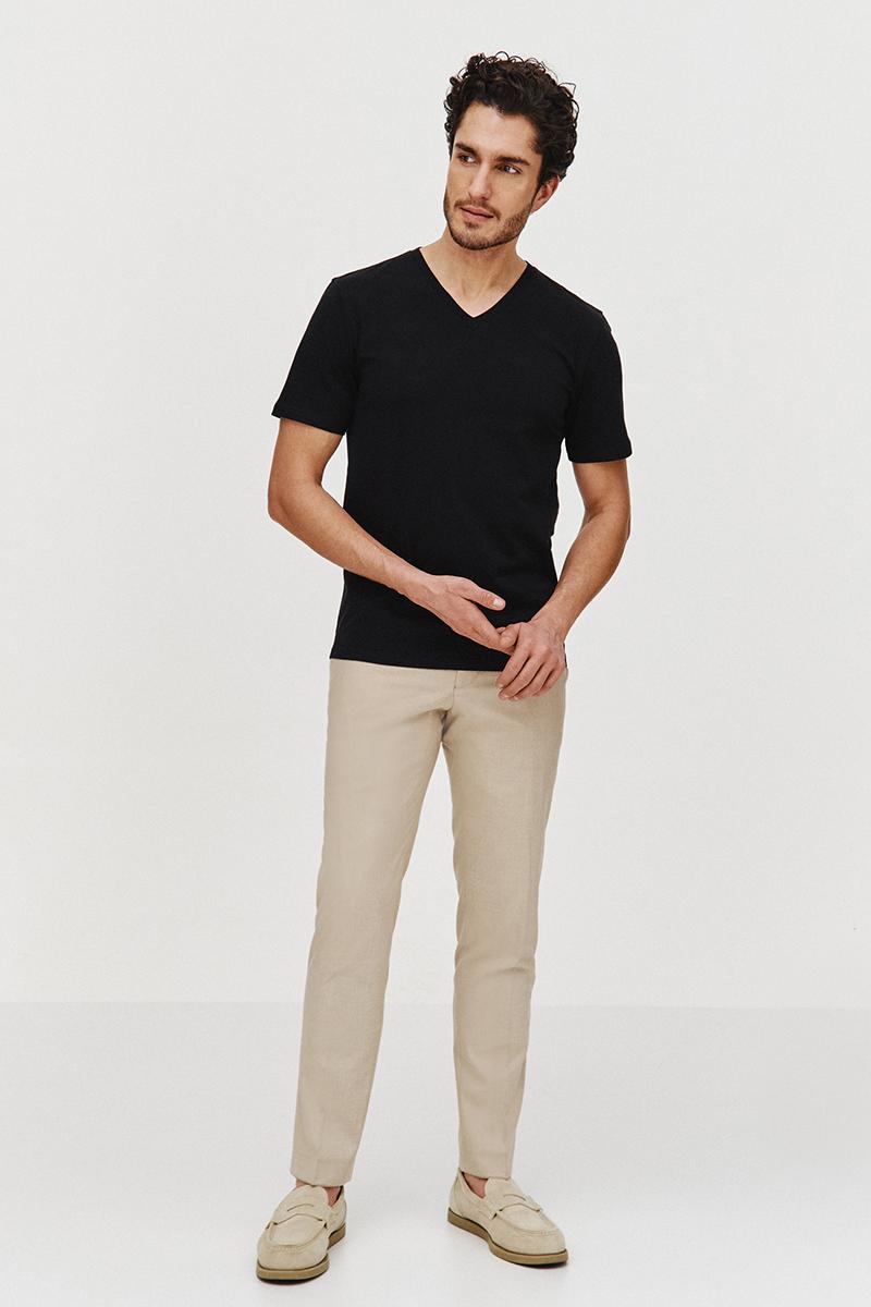 CZARNY T-SHIRT MĘSKI BASIC V-NECK