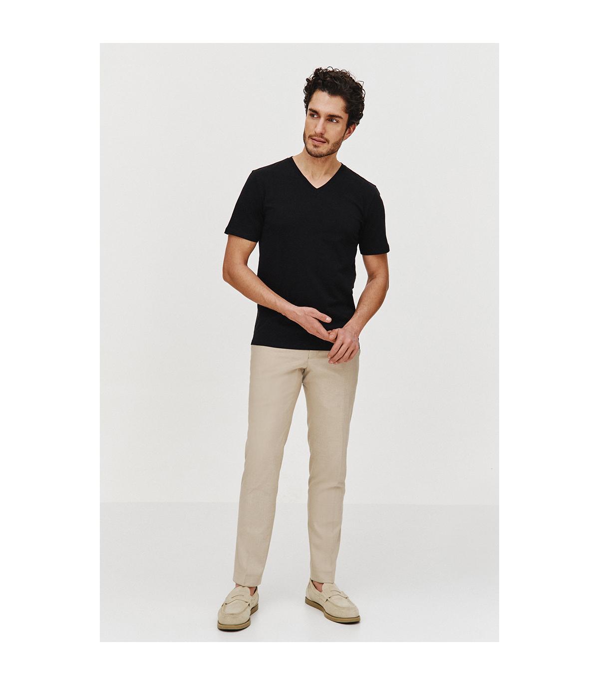 CZARNY T-SHIRT MĘSKI BASIC V-NECK