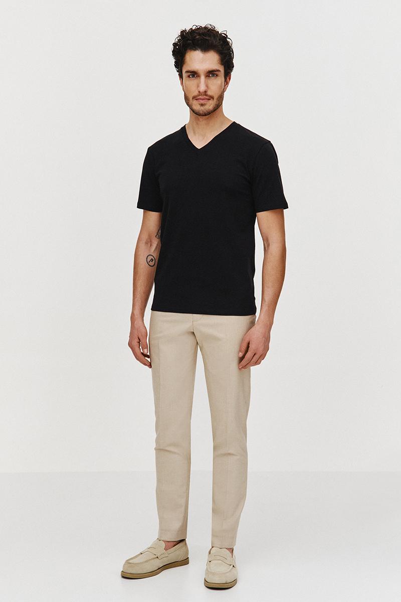 CZARNY T-SHIRT MĘSKI BASIC V-NECK