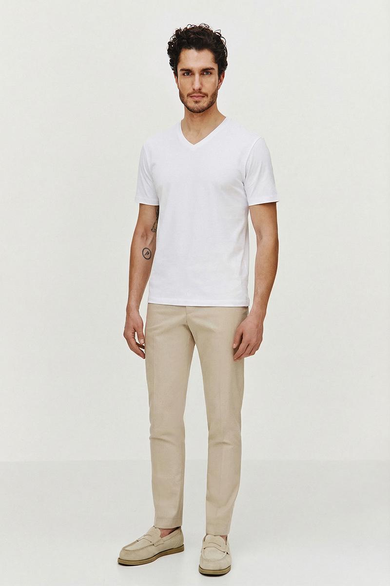 BIAŁY T-SHIRT MĘSKI BASIC V-NECK