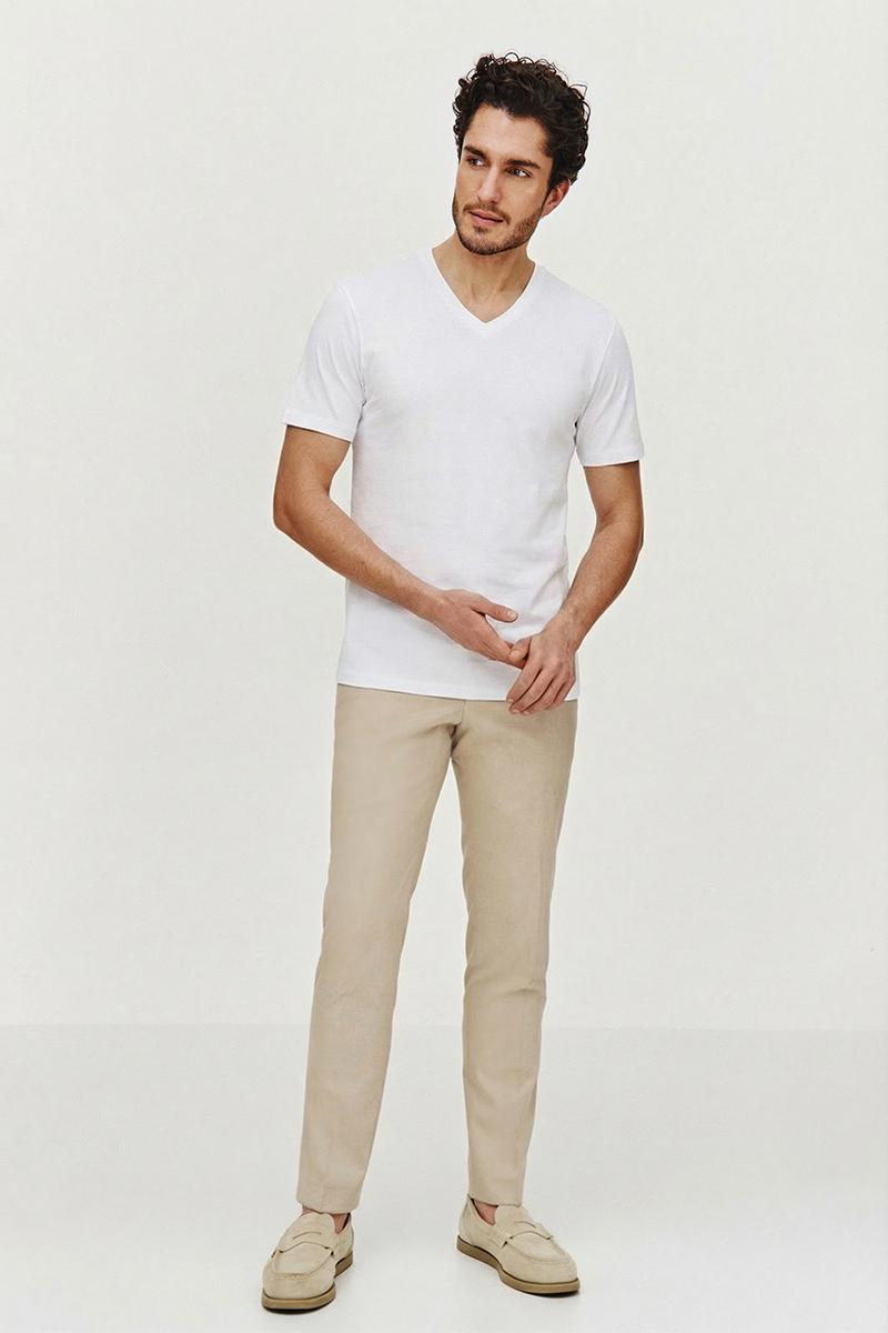 BIAŁY T-SHIRT MĘSKI BASIC V-NECK