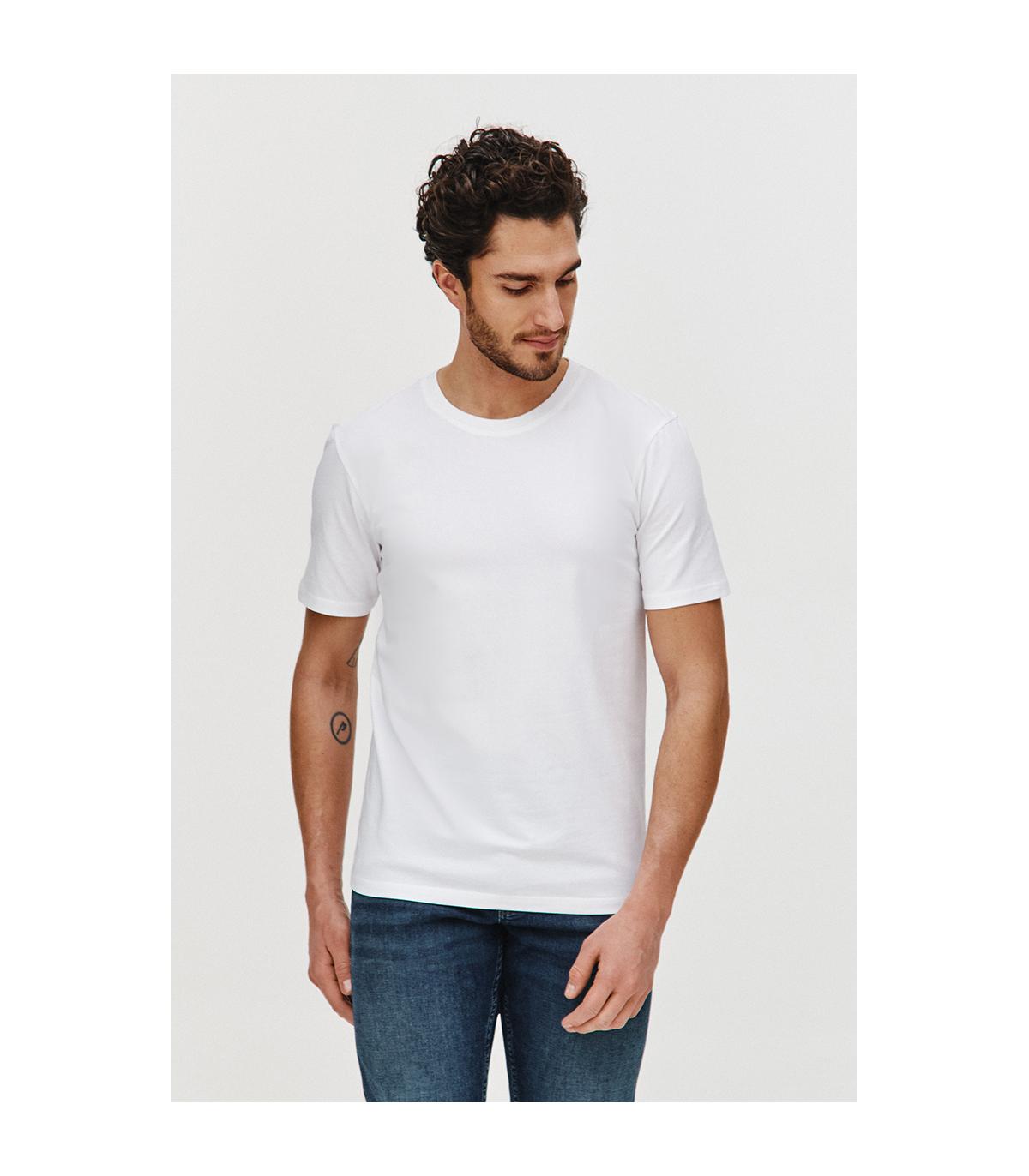 BIAŁY T-SHIRT MĘSKI BASIC ROUNDNECK
