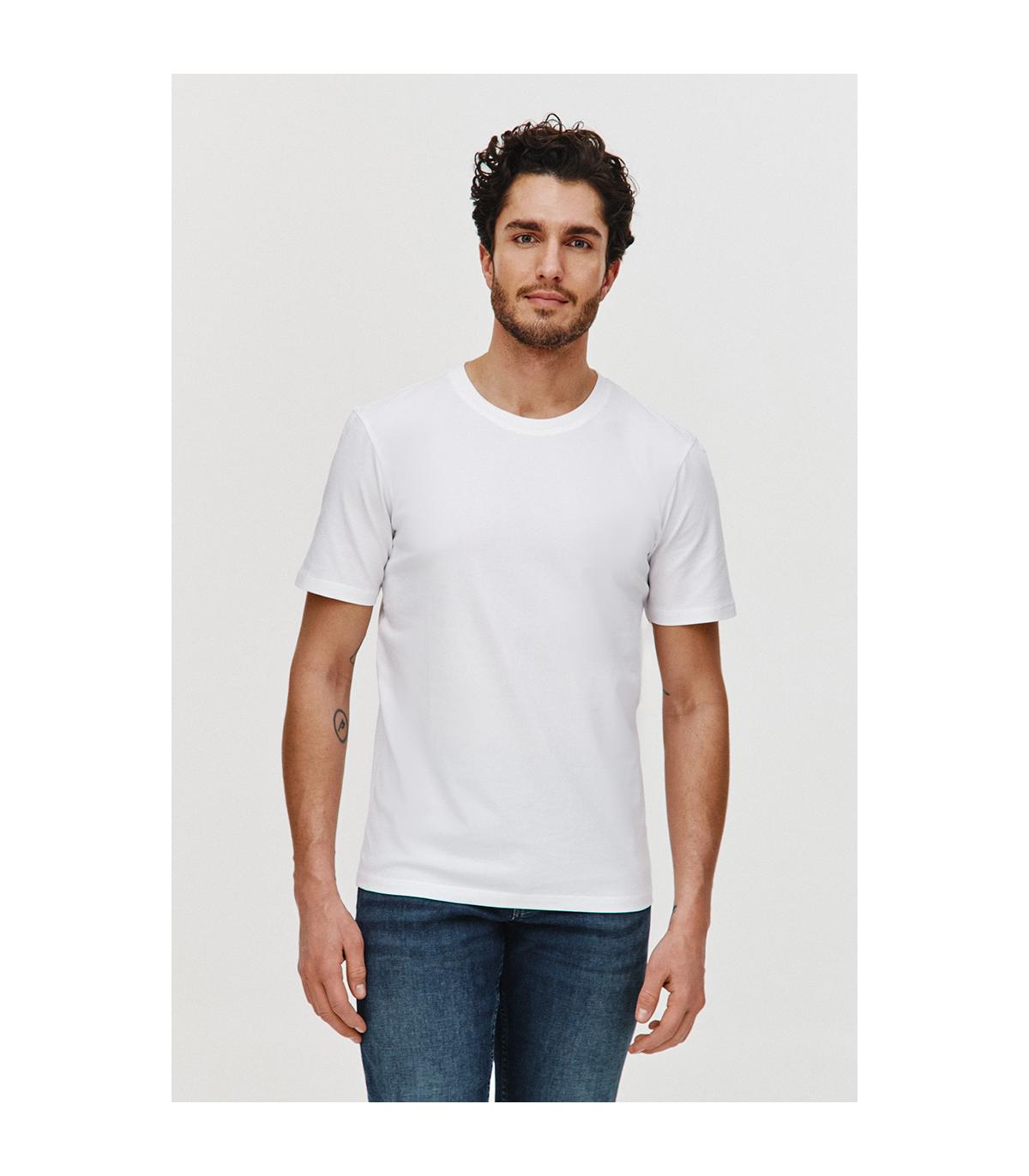 BIAŁY T-SHIRT MĘSKI BASIC ROUNDNECK