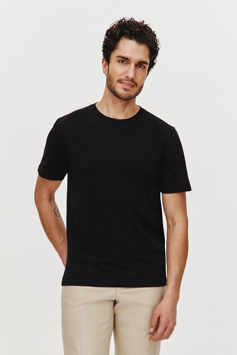CZARNY T-SHIRT MĘSKI BASIC ROUNDNECK
