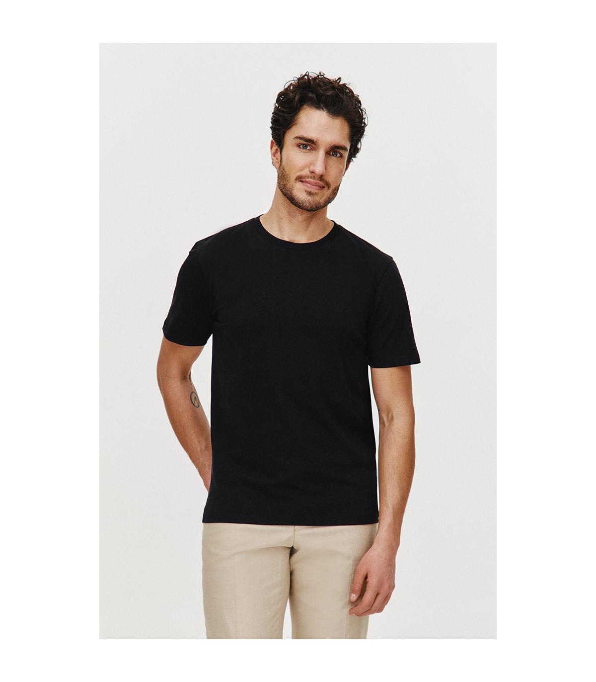 CZARNY T-SHIRT MĘSKI BASIC ROUNDNECK
