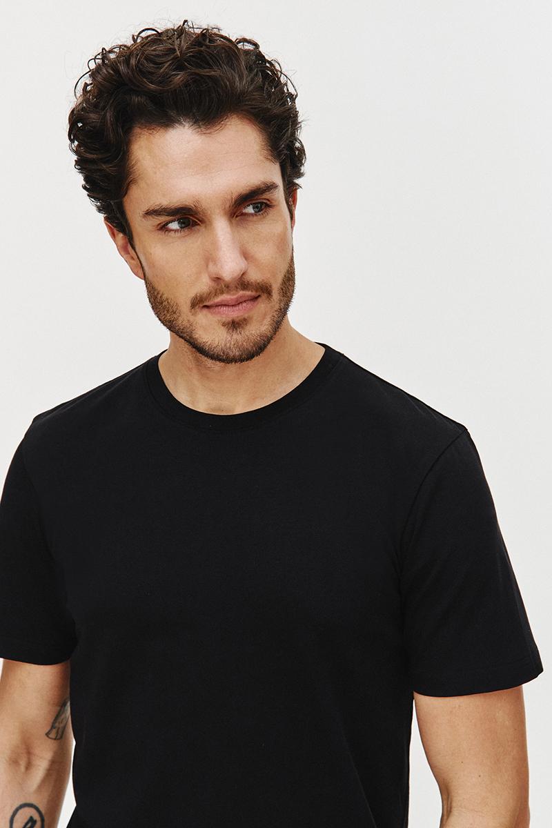 CZARNY T-SHIRT MĘSKI BASIC ROUNDNECK